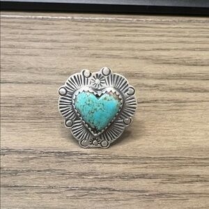 Sterling Silver Number 8 Turquoise Heart Ring